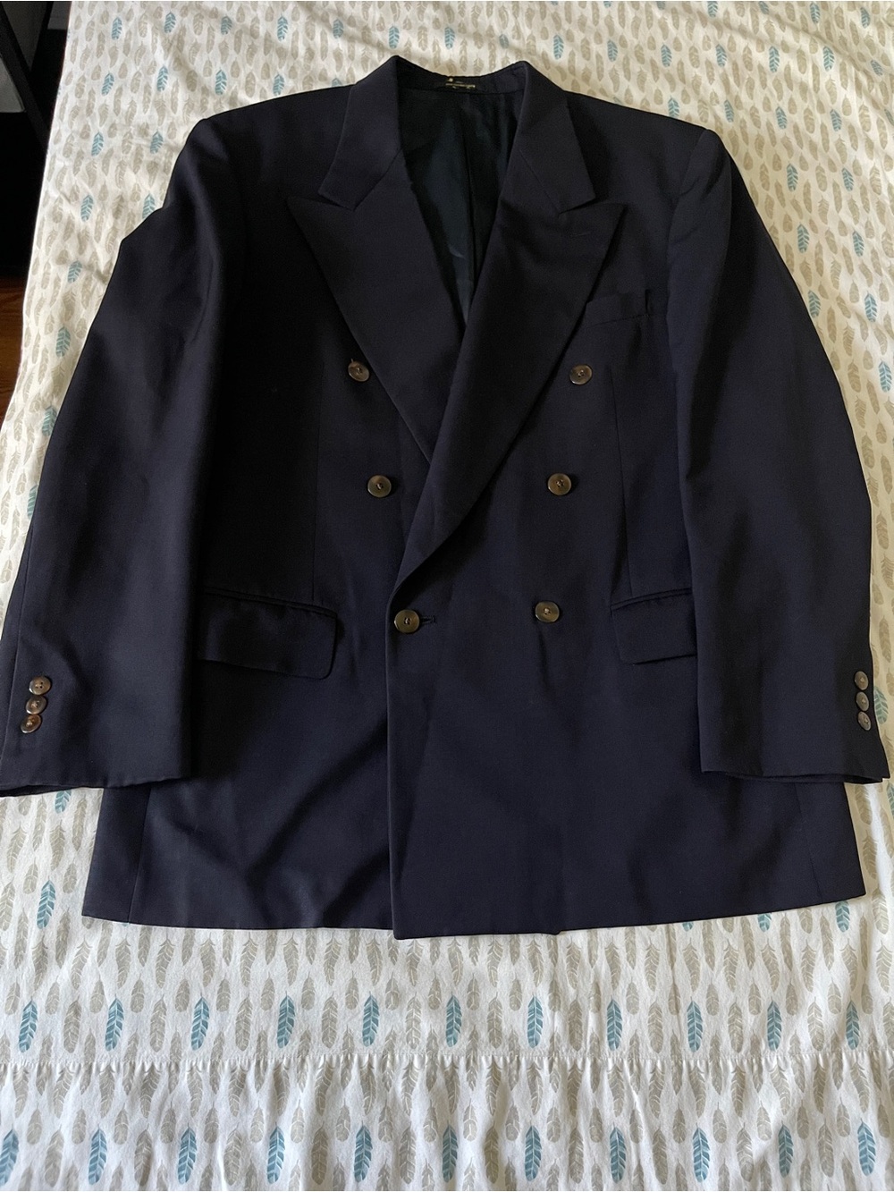 Vintage Givenchy Double Breast Blazer Sport Coat Jacket Navy Wool Men 40R